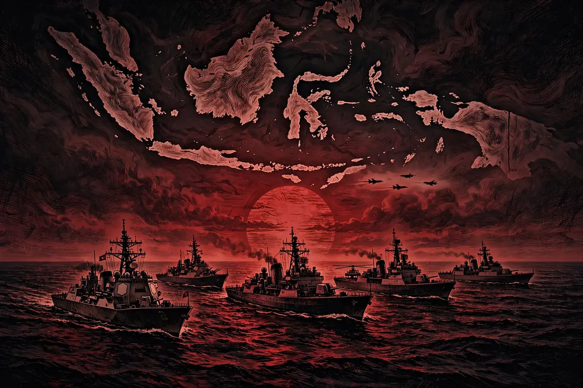 Warships from several nations sailing in formation — ADMM-Plus 2026 Cebu preview
