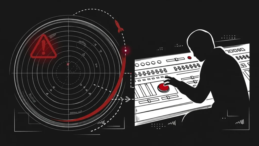 AI-generated illustration: early-warning radar and human judgment in ai nuclear weapons decision-making