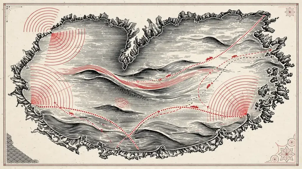 Black Sea Shipping War: Drone Attacks, NATO Response and the Civilian Toll 1 Stylized illustration of Black Sea shipping routes and radar coverage