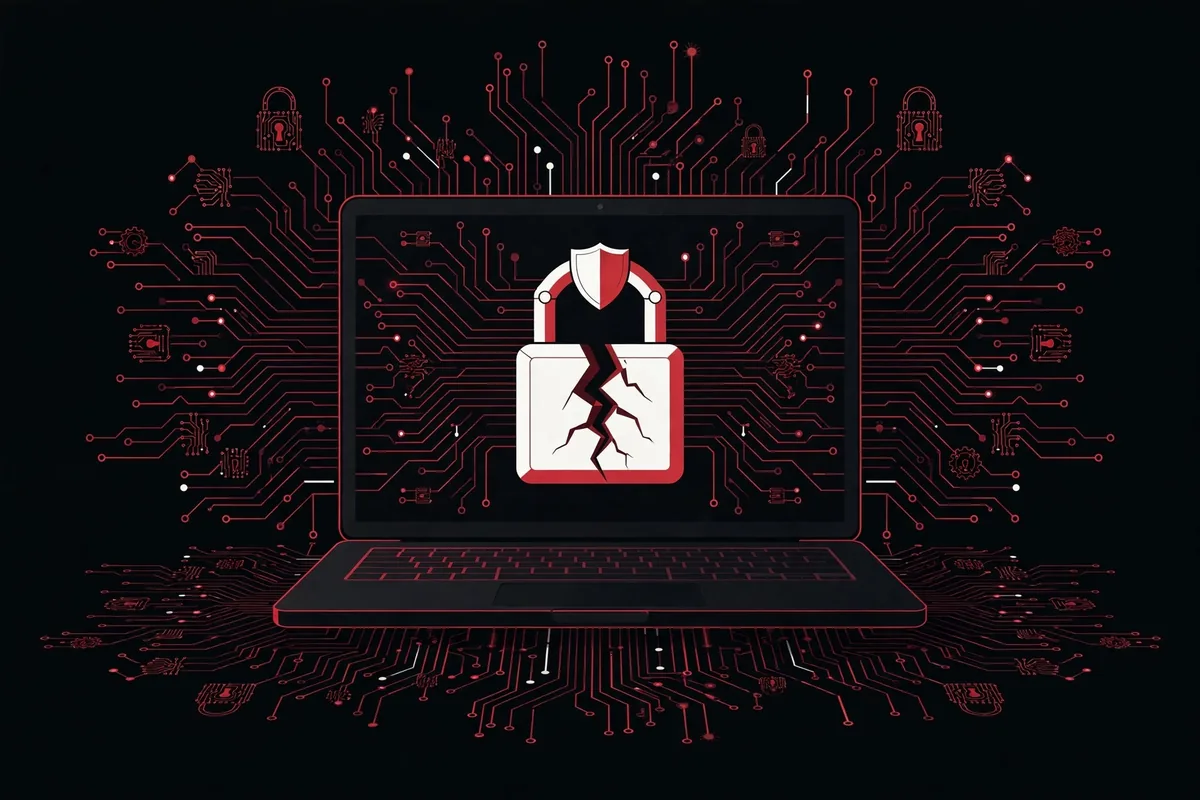 Illustration of a cracked VPN padlock representing the CVE-2026-0257 authentication bypass exploited by ransomware gangs