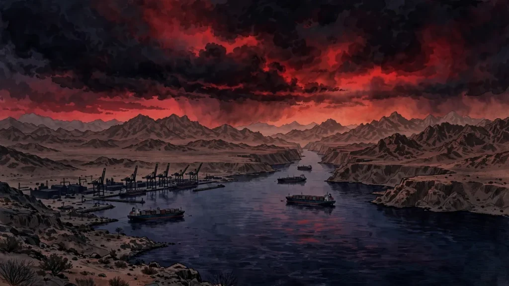 Ethiopia Eritrea invasion 2026 explained: symbolic illustration of the Assab port and Red Sea shipping lanes at the heart of the dispute