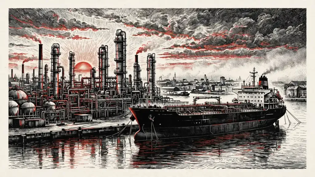 Europe to Release 42.6 Million Barrels of Oil by January 2027 2 EU oil release explained: oil tanker at a European port beside refinery towers