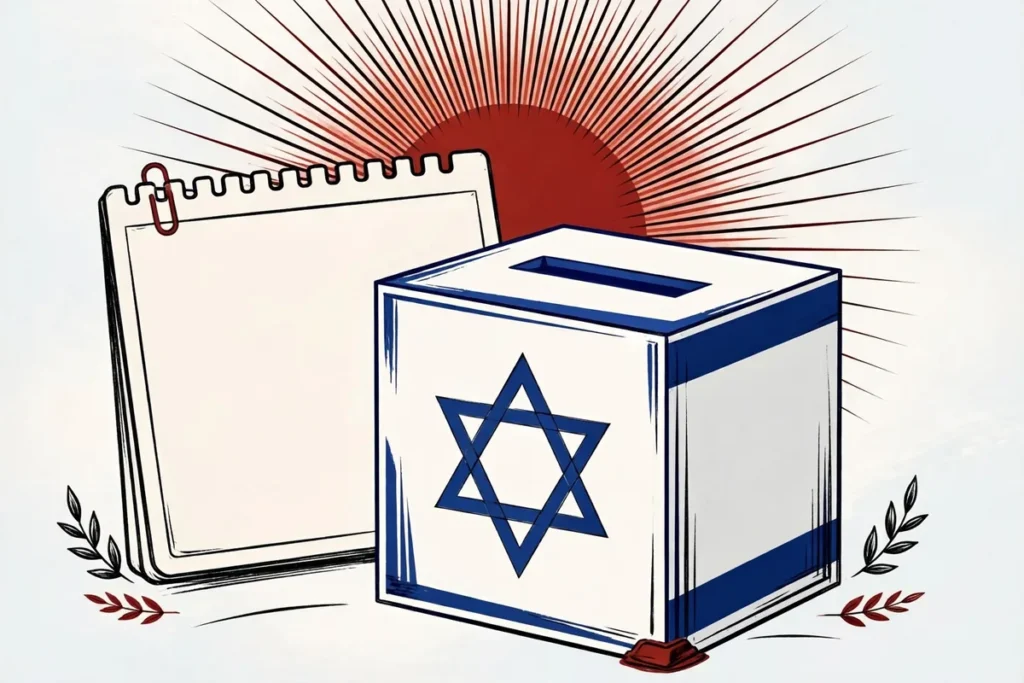 Hegseth Israel visit — symbolic illustration of Israel's October 27 election with ballot box in Israeli flag colors