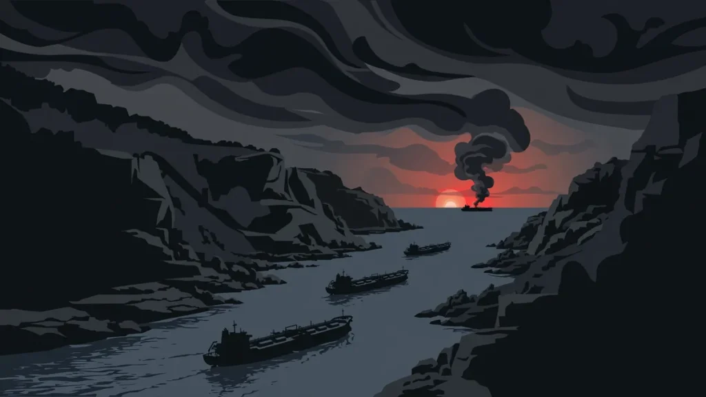 Oil tanker silhouettes under threat in the Strait of Hormuz — October 2026 security update