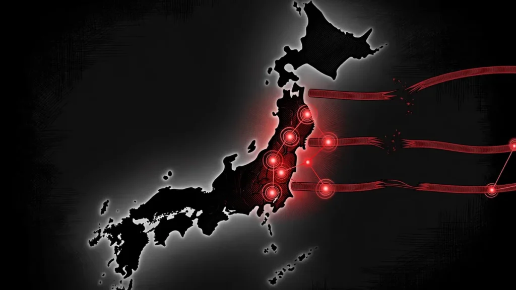 IDCF Cloud ransomware attack: map showing disrupted eastern Japan zones