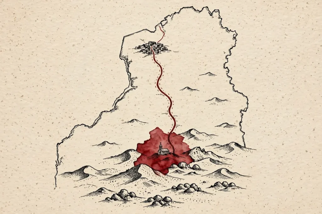 Simplified map illustration highlighting Karak governorate in southern Jordan