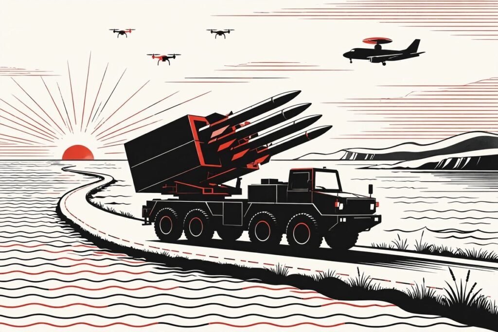 Generic mobile missile launcher on a coastal road during Keen Sword 27 near Taiwan
