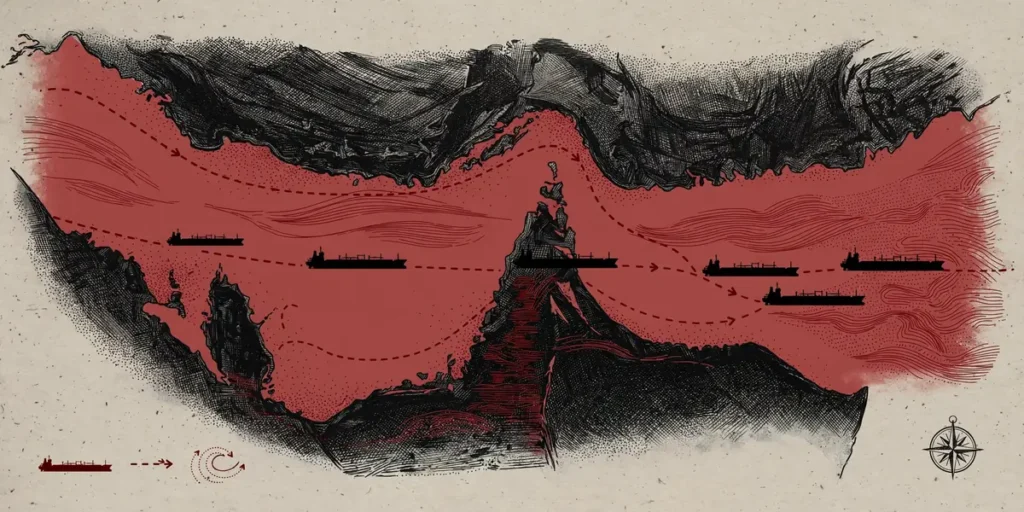 Mecca Pact Meets Iran in Tehran to Avert a Renewed War (2026) 1 Mecca Pact Tehran talks and Strait of Hormuz shipping routes illustration
