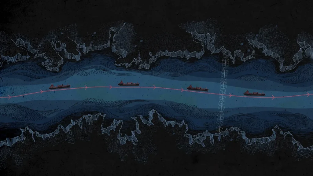 Strait of Hormuz shipping lanes amid the third US aircraft carrier deployment to the Middle East