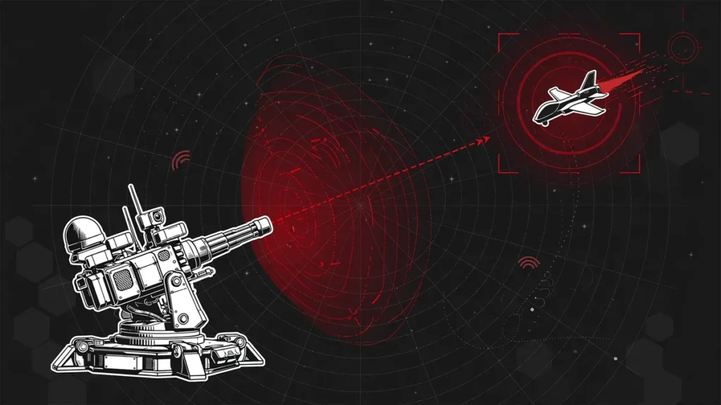 AI-guided automated turret intercepting a jet-powered drone over Ukraine