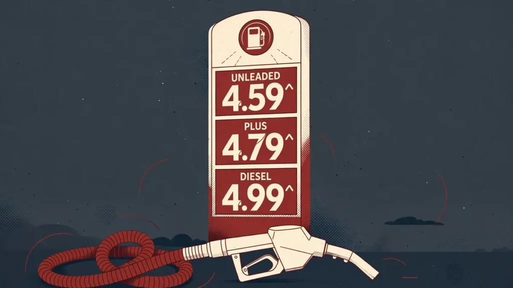 Illustration of US diesel fuel price signs amid record diesel prices above $6.50 a gallon in October 2026
