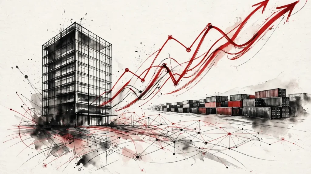 Abstract illustration of investment and shipping linked to US RDIF sanctions relief and the Russian diesel deal