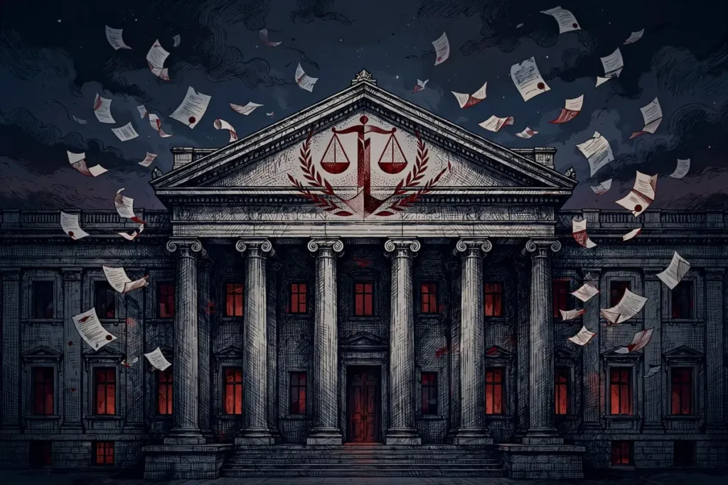 Editorial illustration of a treasury building representing US sanctions policy on Iran weapons procurement