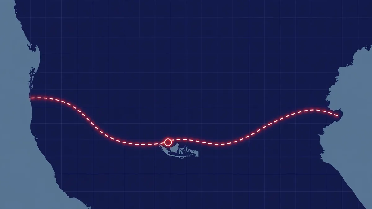 Illustrative map of the USS Abraham Lincoln 322-day deployment route from San Diego to the Arabian Sea